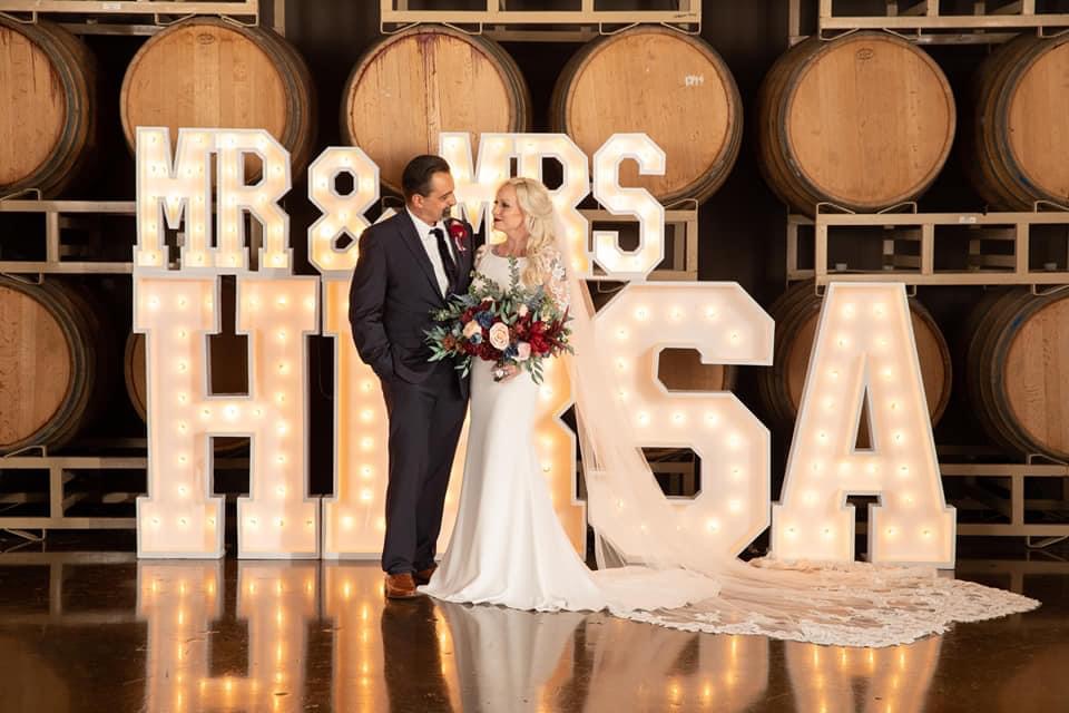 Marquee letters at a Bay Area wedding